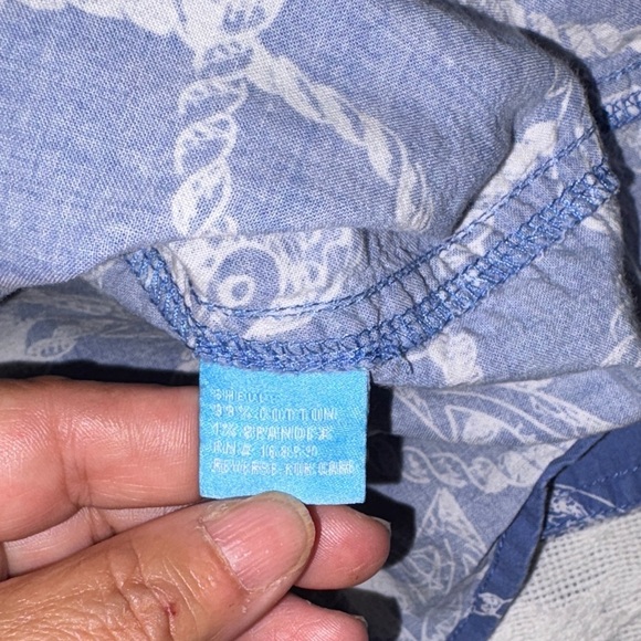Gently Loved **Rare Print** Nautical Blue Button-Up Shirt by J. Mclaughlin - Picture 7 of 9